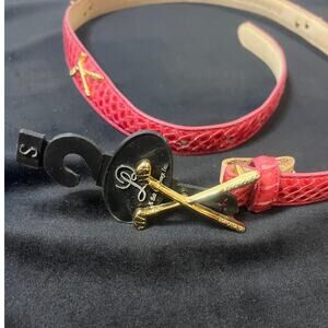 Women's Genuine Snake Skin RED Belt Small with Golf Club Buckle NWT